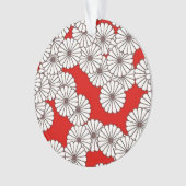 Art Deco-bloempatroon - wit op rood Ornament (voorkant)