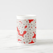 Art Deco-bloempatroon - wit op rood Porselein Kop (Voorkant)