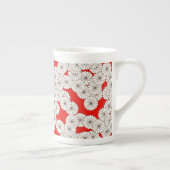 Art Deco-bloempatroon - wit op rood Porselein Kop (Rechts)