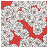 Art Deco-bloempatroon - wit op rood Stof (Close Up)