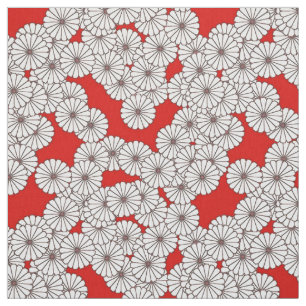 Art Deco-bloempatroon - wit op rood Stof