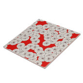 Art Deco-bloempatroon - wit op rood Tegeltje (Zijkant)