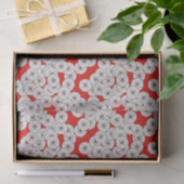 Art Deco-bloempatroon - wit op rood Tissuepapier (Geschenk)