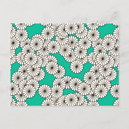 Art Deco-bloempatroon - wit op turkooizen Briefkaart (Voorkant)