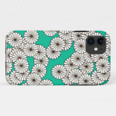 Art Deco-bloempatroon - wit op turkooizen Case-Mate iPhone Case (Achterkant (horizontaal))