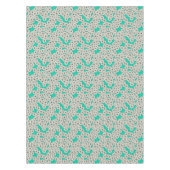 Art Deco-bloempatroon - wit op turkooizen Tafelkleed (Voorkant)
