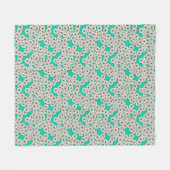 Art Deco bloempatroon - wit op turquoise Fleece Deken (Voorkant (Horizontaal))