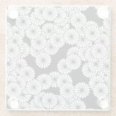 Art Deco-bloempatroon - wit op zwart Glazen Onderzetter (Achterkant)