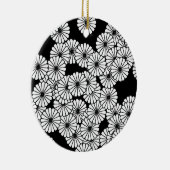 Art Deco-bloempatroon - wit op zwart Keramisch Ornament (Rechts)