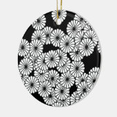 Art Deco-bloempatroon - wit op zwart Keramisch Ornament (Links)