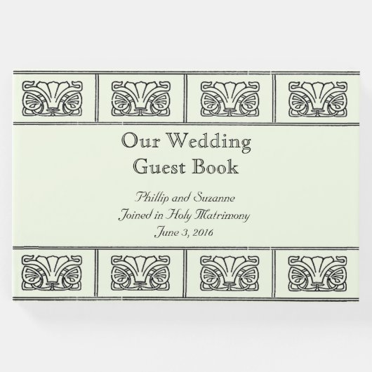 Art Deco Bloemrand Bruiloft met Bijbelverzen Gastenboek (Voorkant)