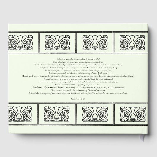 Art Deco Bloemrand Bruiloft met Bijbelverzen Gastenboek (Achterkant)