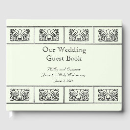 Art Deco Bloemrand Bruiloft met Bijbelverzen Gastenboek