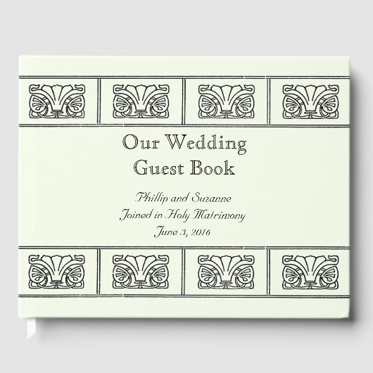 Art Deco Bloemrand Bruiloft met Bijbelverzen Gastenboek (Voorkant)