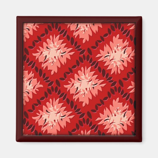 Art Deco Bloemrooster - Rood (magneet) Magneet (Voorkant)