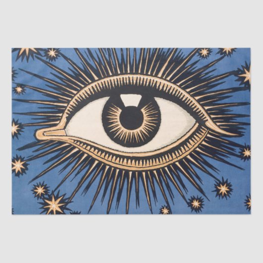 Art Deco Blue All Seing Eye Great Gatsby 1920's Tissuepapier (Voorkant)