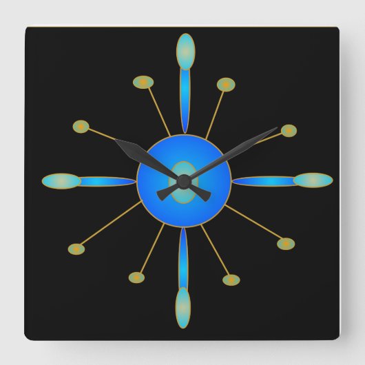 Art Deco Blue/Aqua/Gold > Creative Clocks Vierkante Klok (Voorkant)