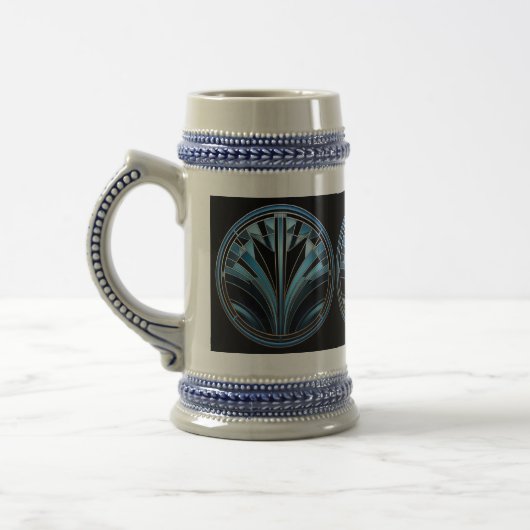 Art Deco Blue Design Stein Bierpul (Links)