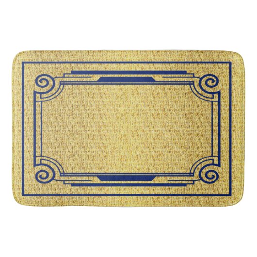 # Art Deco Blue en Gold Badmat (Voorkant)