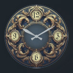 Art Deco Blue Extra Elegant Wall Grote Klok<br><div class="desc">Great clock design. You will love it like others. Be free to use this design for other product you like or to customize and add your text. Follow me for more. Thank you. Have a nice day.</div>