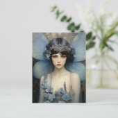 Art Deco Blue Fairy - Fairy Art Briefkaart (Staand voorkant)