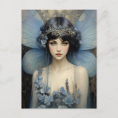 Art Deco Blue Fairy - Fairy Art Briefkaart (Voorkant)
