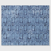 Art Deco Blue Fans en Scroll Work Cadeaupapier (Vlak)