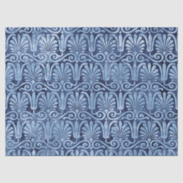 Art Deco Blue Fans en Scroll Work Decoupage Tissuepapier