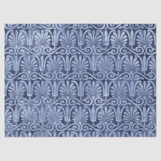 Art Deco Blue Fans en Scroll Work Decoupage Tissuepapier (Voorkant)