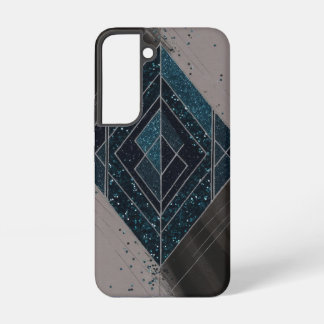 Art Deco Blue Glitter geometrisch Samsung Galaxy Hoesje