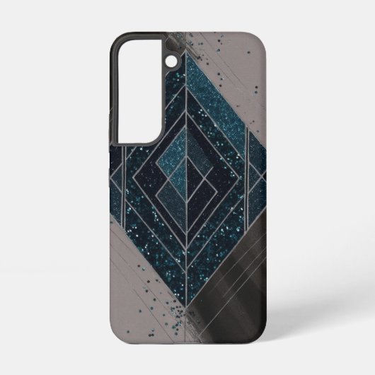 Art Deco Blue Glitter geometrisch Samsung Galaxy Hoesje (Achterkant)