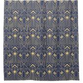 Art Deco Blue Gold geometrisch Douchegordijn (Voorkant)