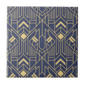Art Deco Blue Gold geometrisch Tegeltje (Voorkant)