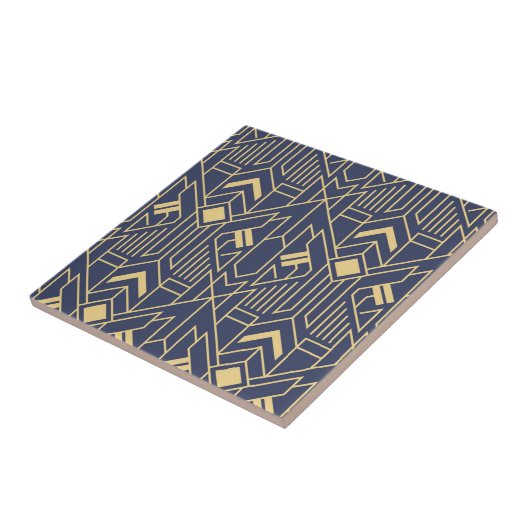 Art Deco Blue Gold geometrisch Tegeltje (Zijkant)