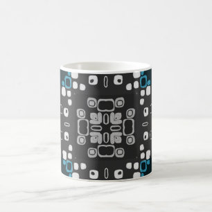 Art Deco Blue, Grey Floral Swirl Retro Abstract Koffiemok