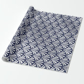 Art Deco Blue Navy Silver Grey Scales Seashells Cadeaupapier (Uitgerold)