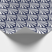 Art Deco Blue Navy Silver Grey Scales Seashells Cadeaupapier (Hoek)