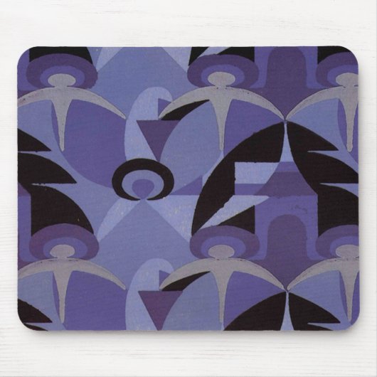 Art Deco Blue Pattern - Mousepad Muismat (Voorkant)