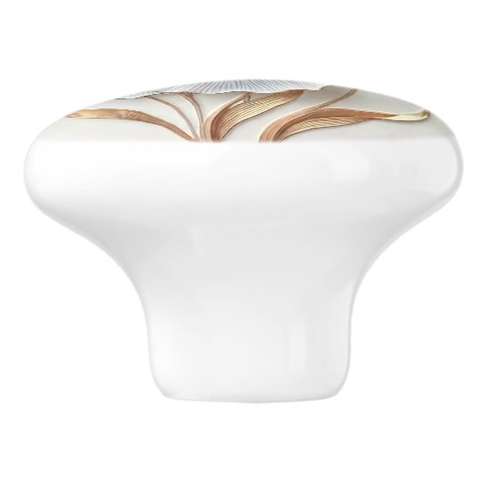 Art Deco Blue Rose Gold Stylized Lilies Keramische Knop (Zijkant)