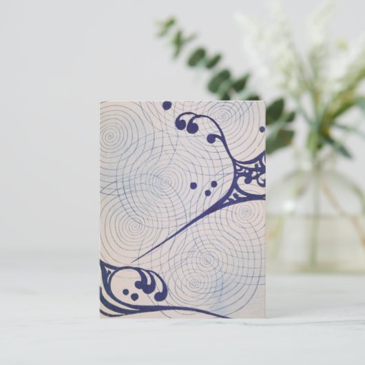  Art Deco Blue Waves Briefkaart (Staand voorkant)