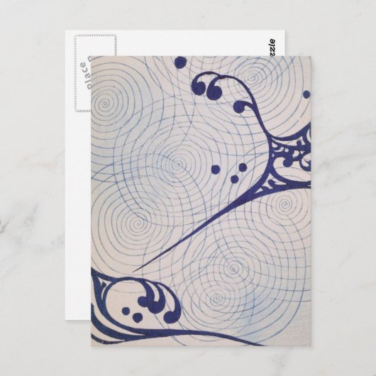 Art Deco Blue Waves Briefkaart (Voorkant / Achterkant)