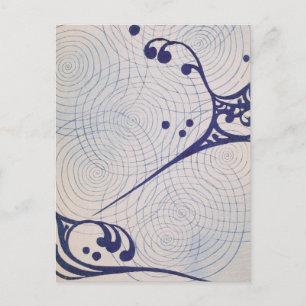 Art Deco Blue Waves Briefkaart