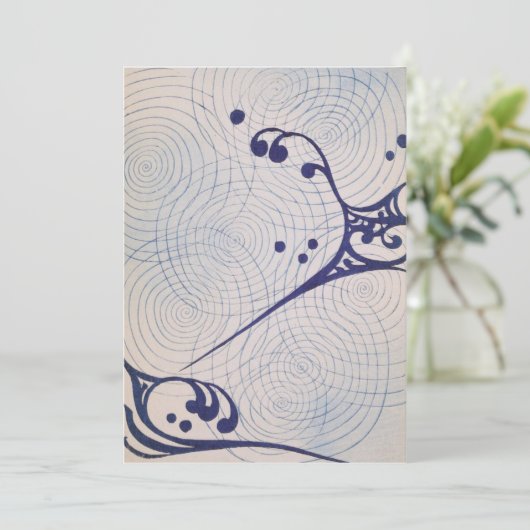 Art Deco Blue Waves Kaart (Staand voorkant)