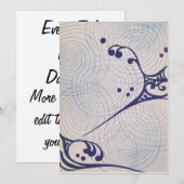  Art Deco Blue Waves Kaart (Voorkant / Achterkant)