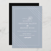 Art Deco Blue White Wedding Invitation Kaart (Voorkant / Achterkant)