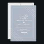 Art Deco Blue White Wedding Invitation Kaart<br><div class="desc">Art Deco Blue White Wedding Invitation</div>