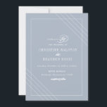 Art Deco Blue White Wedding Invitation Kaart<br><div class="desc">Art Deco Blue White Wedding Invitation</div>