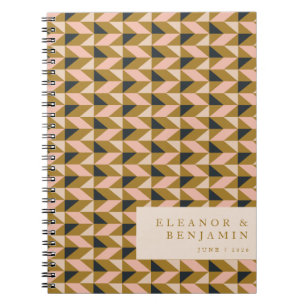 Art Deco Blush Gold Black Weddenschap Aangepast Notitieboek