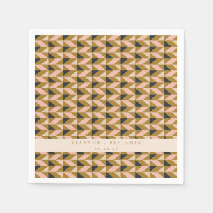 Art Deco Blush Gold Black Weddenschap Aangepast Servet