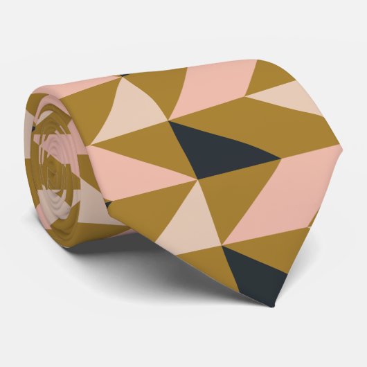 Art Deco Blush Gold Black Weddenschap Stropdas (Opgerold)